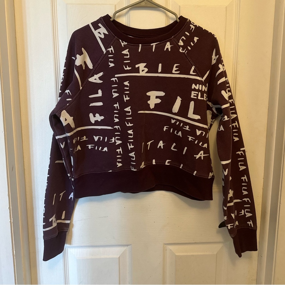 Fila purple crop pullover sweatshirt size medium